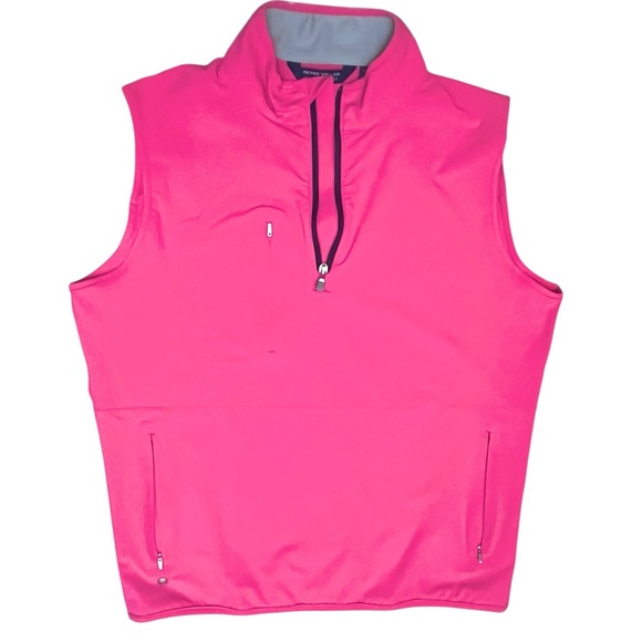Peter Millar Golf Vest Crown Crafted 1/2 Zip Begonia Pink 3/Zip/Pockets - Picture 2 of 11